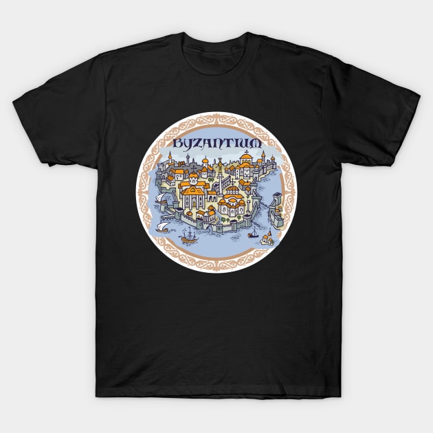 Constantinople, Byzantium city hand draw medieval illustration T-Shirt by qpiii